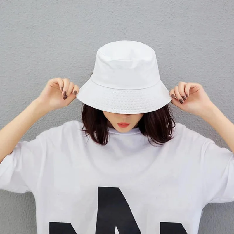 Black White Solid Bucket Hat Unisex Bob Caps Hip Hop Gorros Men Women Summer Panama Cap Beach Sun Fishing Boonie Hat 2023 New