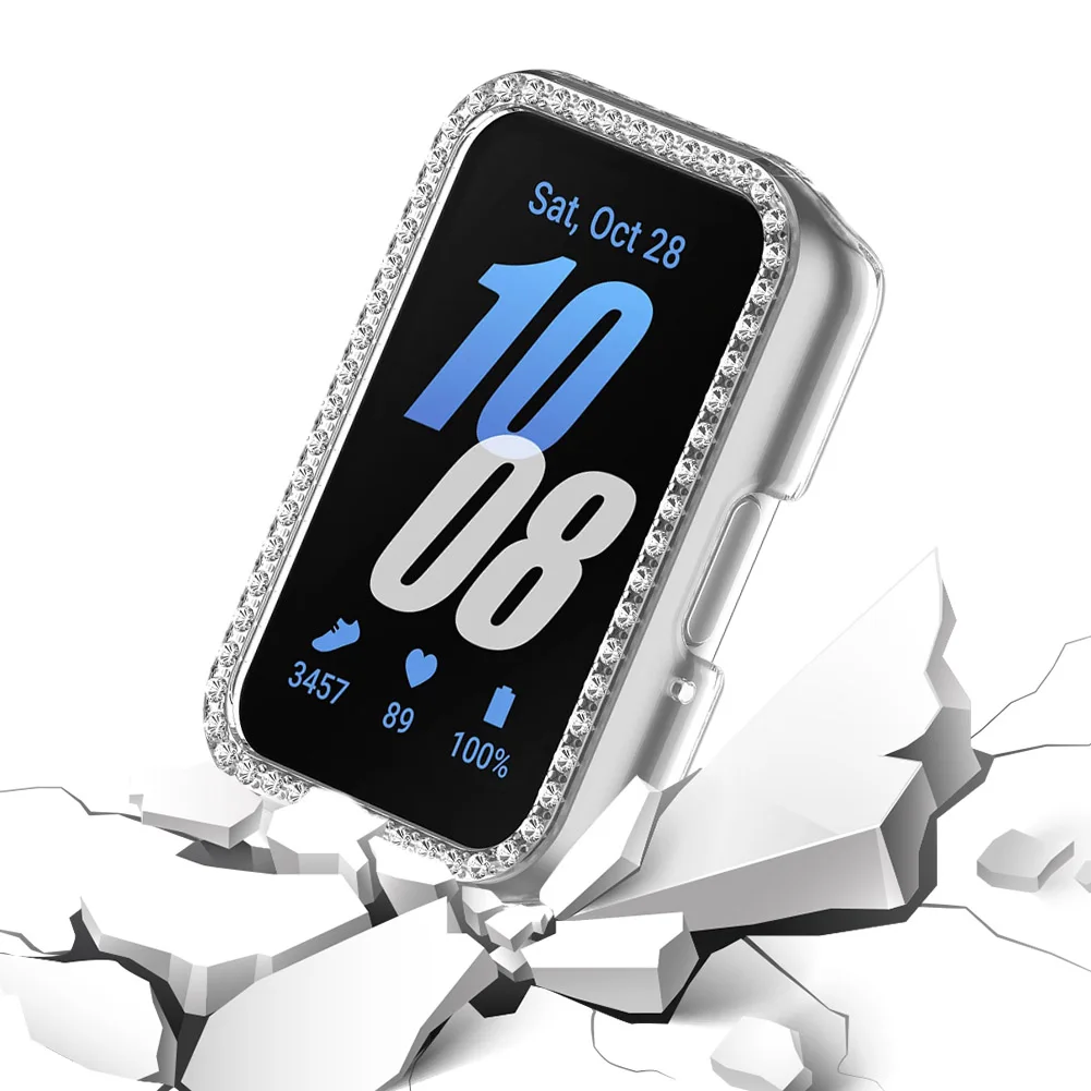 PC Diamond Inlaid Case Screen Protector Case  Smartwatch Protective Shell Anti-Scratch for Samsung Galaxy Fit 3