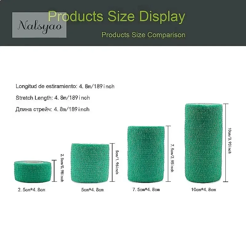 1/6Pcs 4.8m Black First Aid Self Adhesive Cohesive Elastic Bandage Sports Tape for Wrist Ankle Sprain Swelling Support