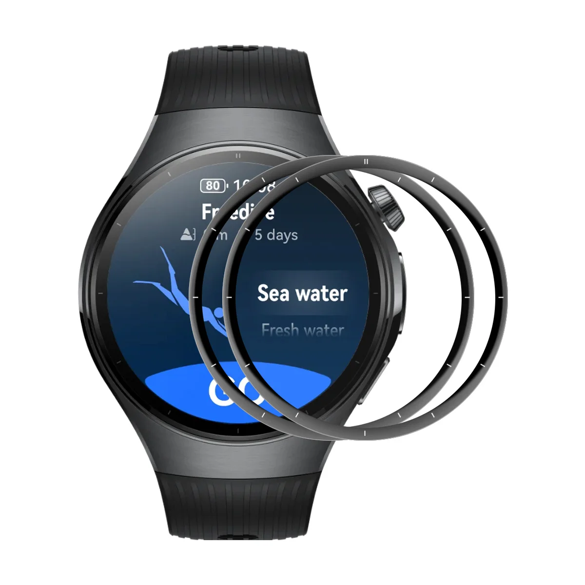 

Для Huawei Watch 5 46 мм 2 шт. Защитная пленка для экрана 3D изогнутый ПК + ультра прозрачная пленка из ПММА - черный