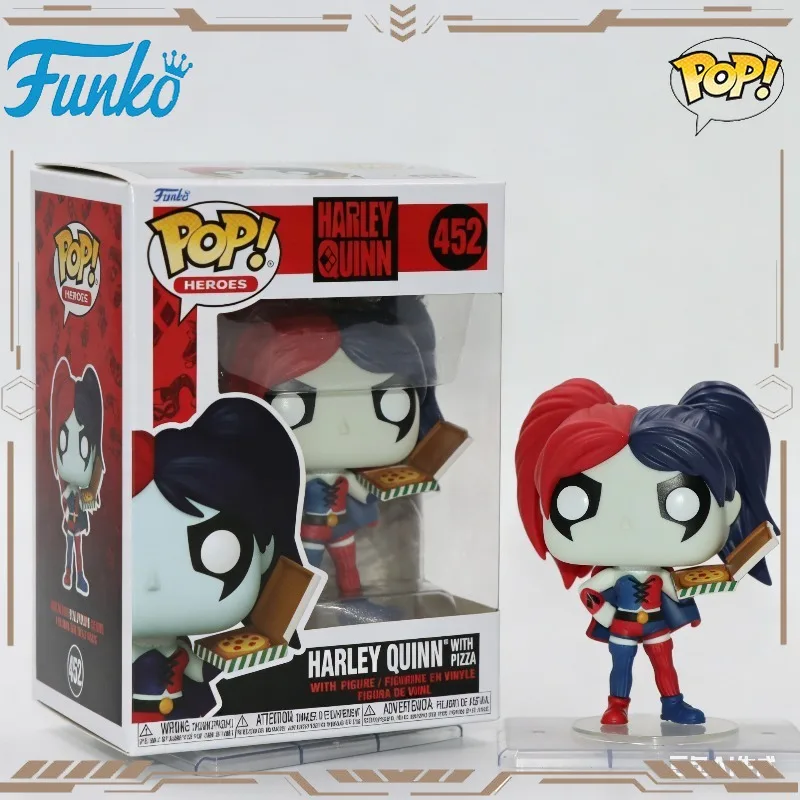 Figura de Acción Original FUNKO POP de Harley Quinn 452 con Pizza, Juguete Coleccionable para Niños y Niñas, Modelo Decorativo