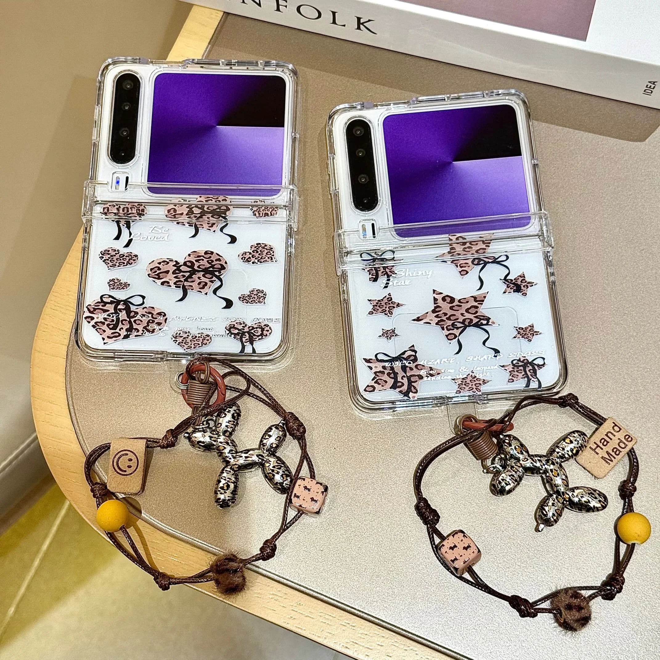 

Back Cover For Huawei Pura X Case Brown Leopard Star Love Bowknot Wristband Bracelet Chain Hard Pc Shockproof Phone Case