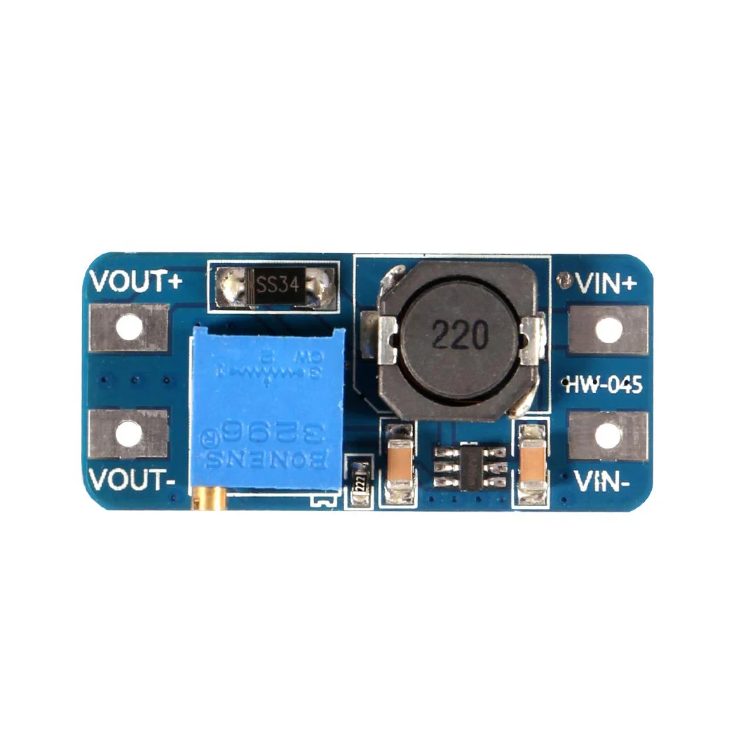 MT3608 DC-DC Step Up Boost Power Converter - 2A Module, Adjustable Step Up Voltage Regulator Board - 2-24V to 5V-28V Output Volt