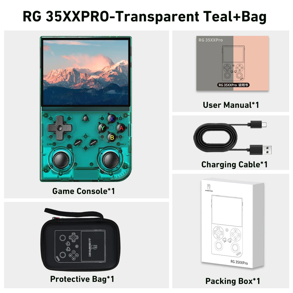 Anbernic RG35XXPRO 64-bit handheld gameconsole, 3,5'' IPS-scherm, Linux-systeem, draagbare simulator, 64GB, HD-uitgang