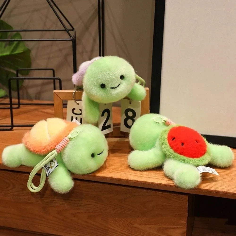 

Bag Charm Watermelon Grape Turtle Keychain Cartoon Animal Turtle Pendant Soft Cotton Green Key Ring Couple Girl Gift