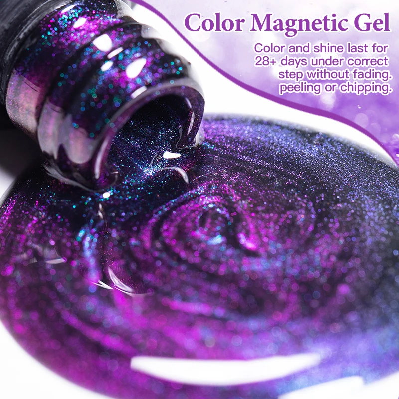 7ml オーロラキャット マグネットジェルネイルポリッシュ グリッター効果 セミパーマネント UV/LEDジェルネイルアート マニキュア DIYネイル用品