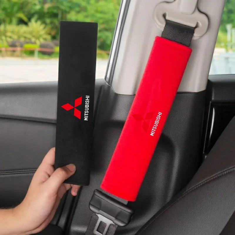 

2Pcs Car Seat Belt Cotton Safety Belt Shoulder Cover Breathable Protection for Mitsubishi Outlander Lancer RALLIART L200 Pajero
