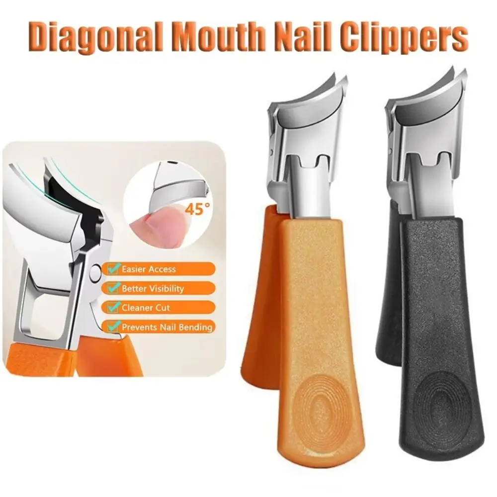 Tagliaunghie inclinato antispruzzo con ampia apertura della mascella Lama obliqua Tagliaunghie curvo durevole Strumenti per manicure in acciaio inossidabile