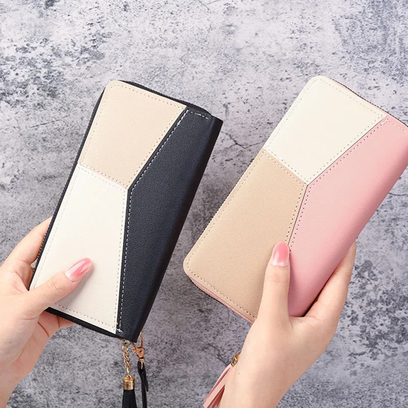Zipper Wallets Women's Long Purses Handbags Coin Purse Cards Holder PU Leather Billfold Wallet Tassel Design Clutch