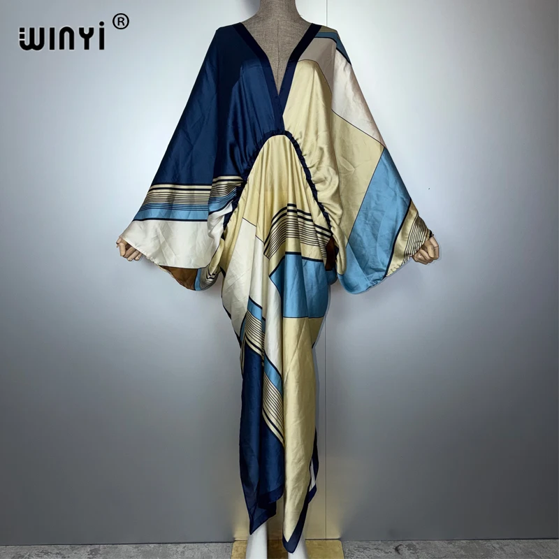

WINYI boho maxi dress Muslim Abaya Lady beach cover up muslim woman dresses Beachwear fashion Kaftan abaya dubai luxury