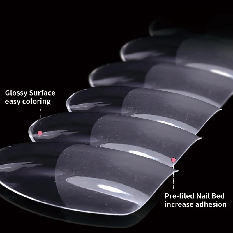 اضغط على الأظافر المزيفة على نصائح لتمديد الأظافر، إصبع أكريليك كاذب كامل، كبسولات أمريكية صناعية طويلة ناعمة من الجل واللوز