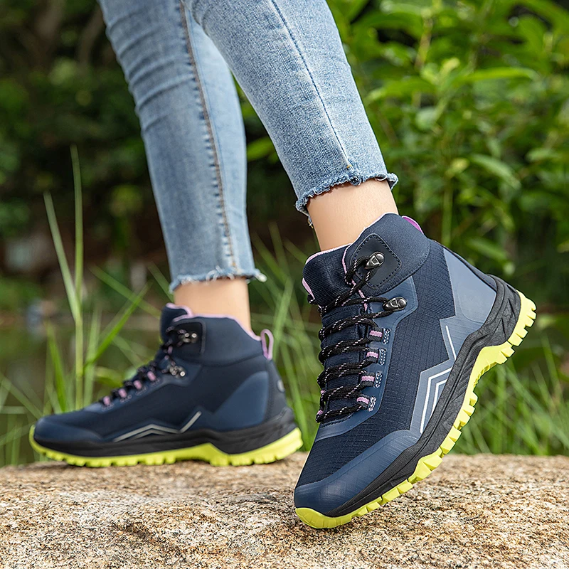 Botas de senderismo al aire libre Unisex para hombres y mujeres, zapatillas de Trekking de alta calidad, zapatos de plataforma para caminar para hombres, zapatos deportivos antideslizantes para mujeres