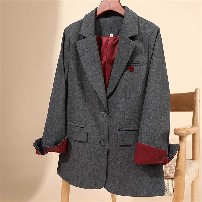 American Women Fashion High End Blazer Jacket Autumn Female Color Blocking Suit Outwear Spring Ladies Large Size 4XL Casual Coat