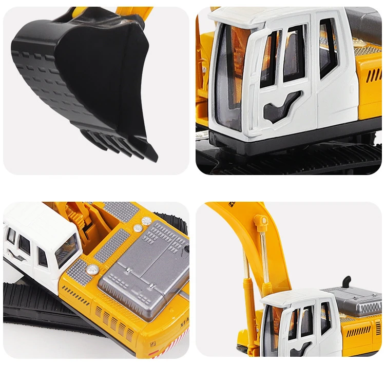 Alloy Excavator Toy Car Model para crianças, puxar para trás, simulação engenharia, presentes para meninos