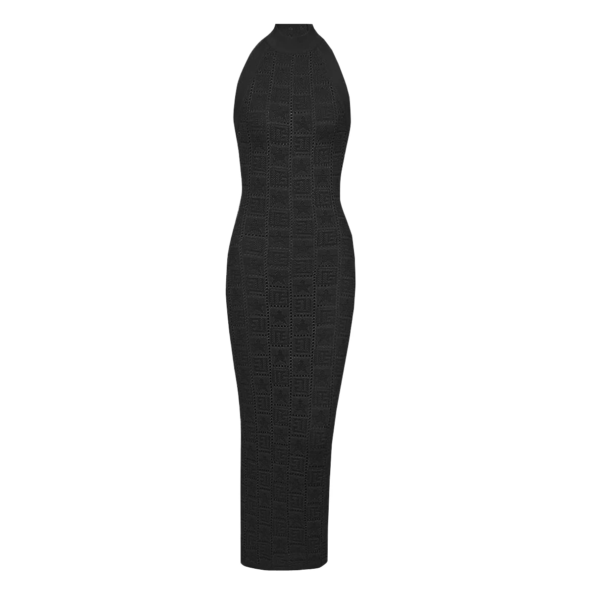 

Summer New High-Quality Fashionable Temperament Commuting Round Neck Sleeveless Mid Length Knitted Off Shoulder Women's Dress