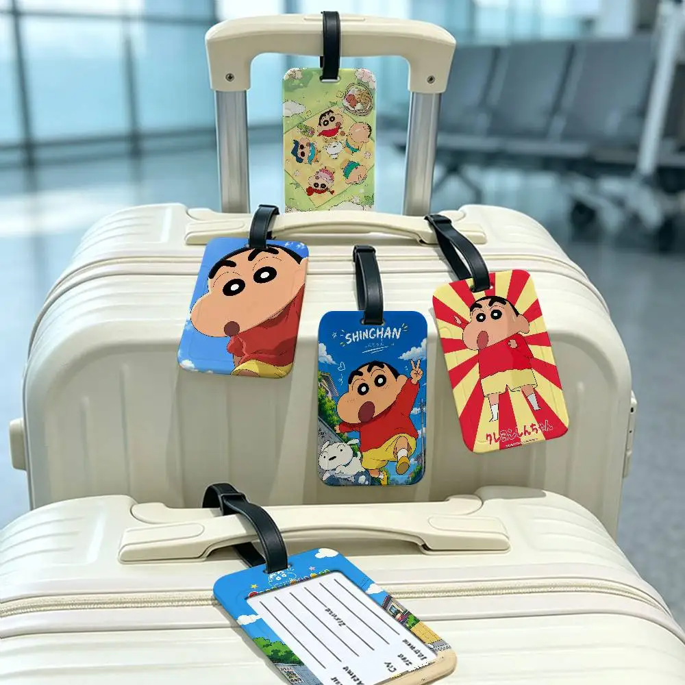 C-Crayon Cute S-Shin chan Cartoon PVC Baggage Tag With Info Card Anti lost Identification Tag For Luggage School Backpack