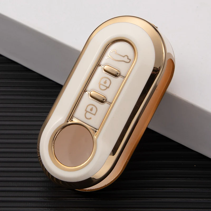 TPU Car Flip Folding Key Case Cover Remote Key Shell Holder For Fiat 500 Ducato Panda Punto Lancia Musa Protecor Accessories