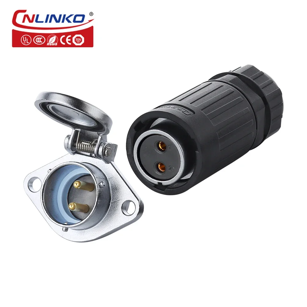 CNLINKO waterproof electrical cable connector 2pin male female plug socket 2 pin bayonet connectors