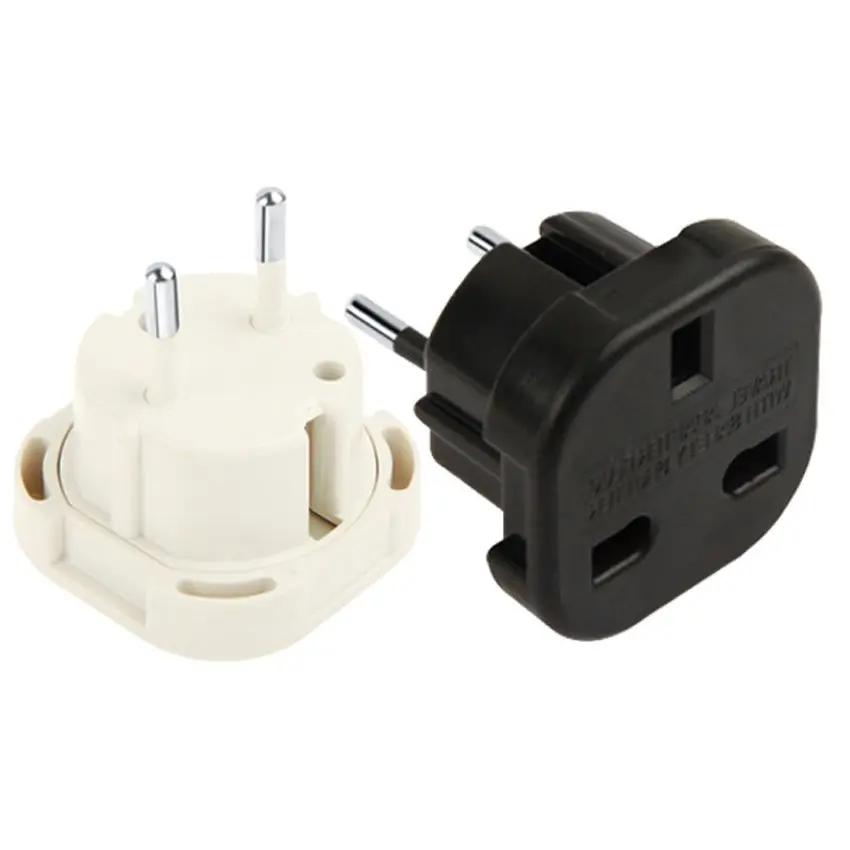 1pcs White Black Electrical UK to EU Plug Adapter 240V 10A 16A 2 pins European Multifunction UK Converter Socket Plug 4.0mm 9625