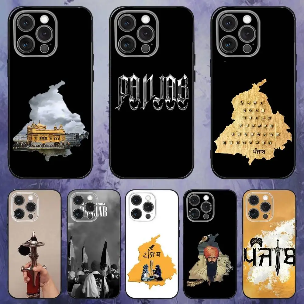 

Painting Punjab Map Phone Case For iPhone 17,16,15,14,13,12,Pro,Max,Plus,E,SE4,Air,Mini Black Soft Box