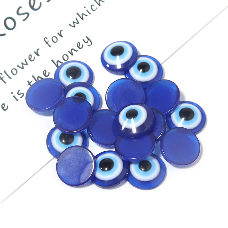 20-50pcs/lot 6-20mm Blue Evil Eye Resin Cabochon Bead Flatback Loose Spacer Bead DIY Jewelry Ring Necklace Accessories Wholesale