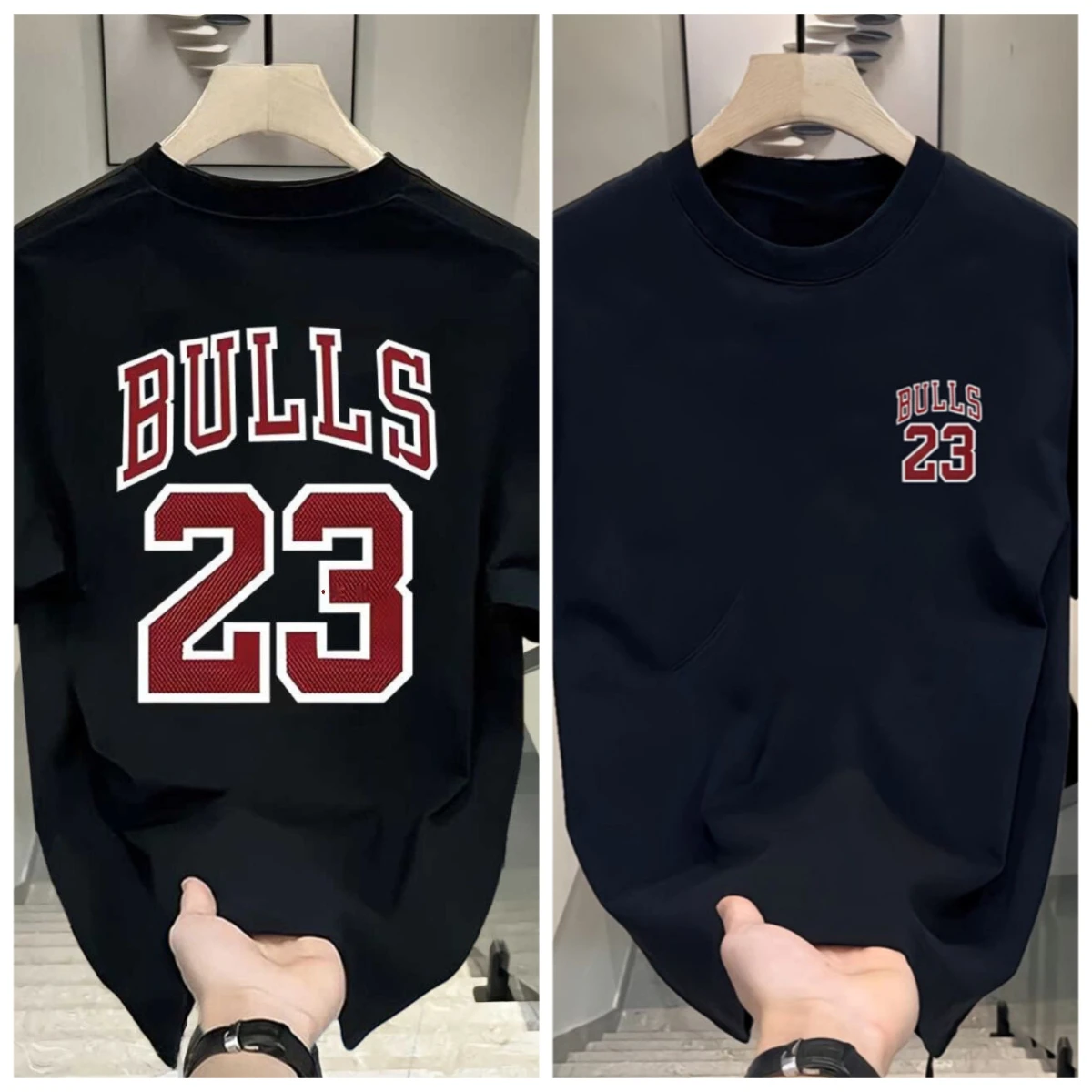 

American Retro Basketball Short-sleeved T-shirt Men's Summer Cotton Loose Half-sleeved Top Trendy Sports T-shirt
