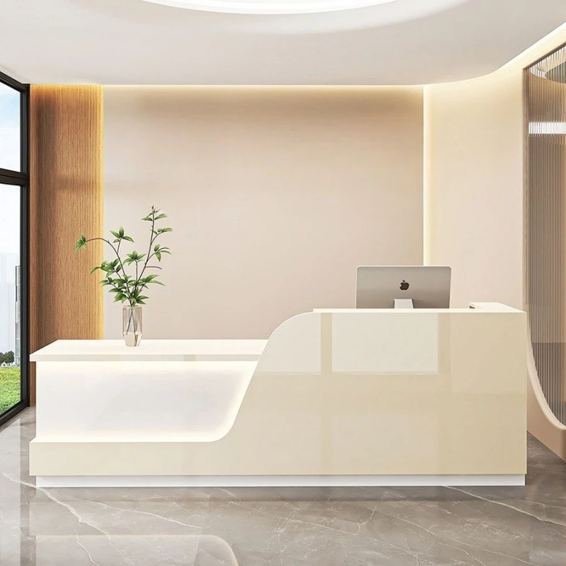 Modern front desk company checkout page counter, small bar dental clinic, clothing store reception desk