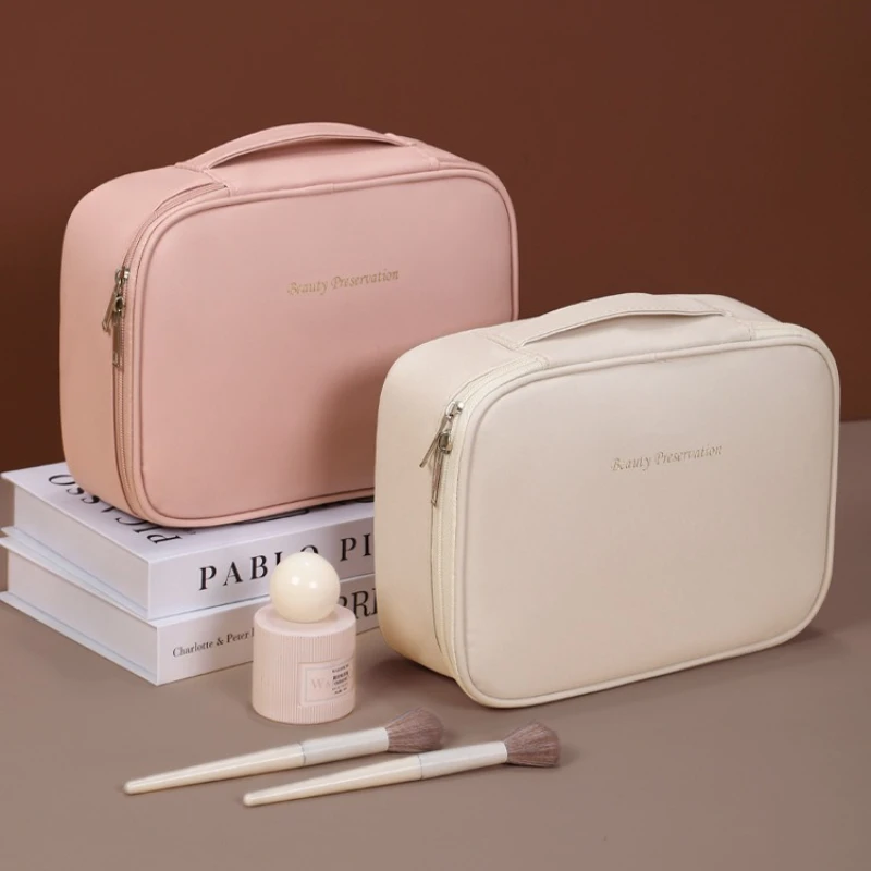 

Large Capacity Waterproof PU Cosmetic Bag with Divider Portable Travel Cosmetic Toiletry Storage Bags Cosmetic Travel Bags