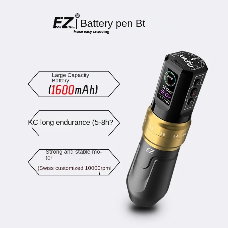 EZ Tattoo Wireless Charging Pen P3pro Adjustable Stroke Battery Pen LCD Screen Cutting Line Tattoo All-in-One Machine3.5mm/4.6mm