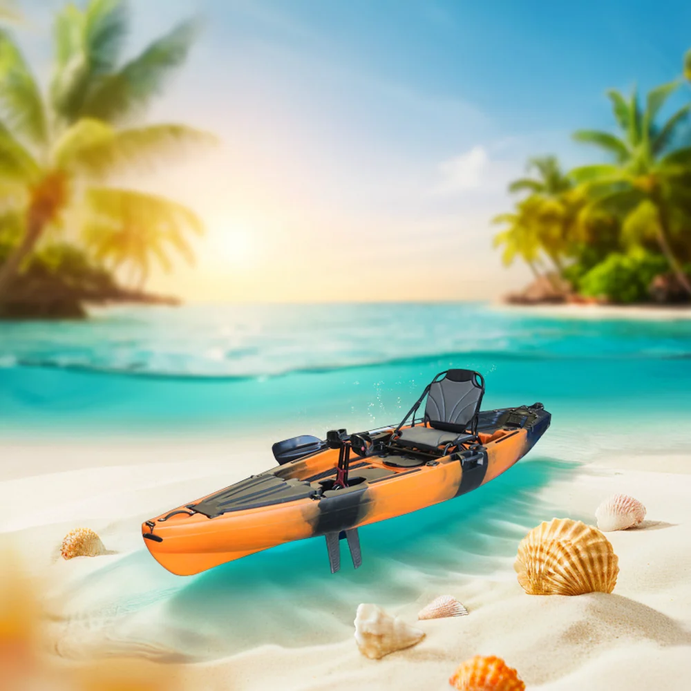 Kayak de Pesca Vicking de 12 Pies con Asiento Individual, Motor Eléctrico, Casco de Material LLDPE, Kayak de Turismo Sit-on-top, Venta de 2 Piezas, 250 kg