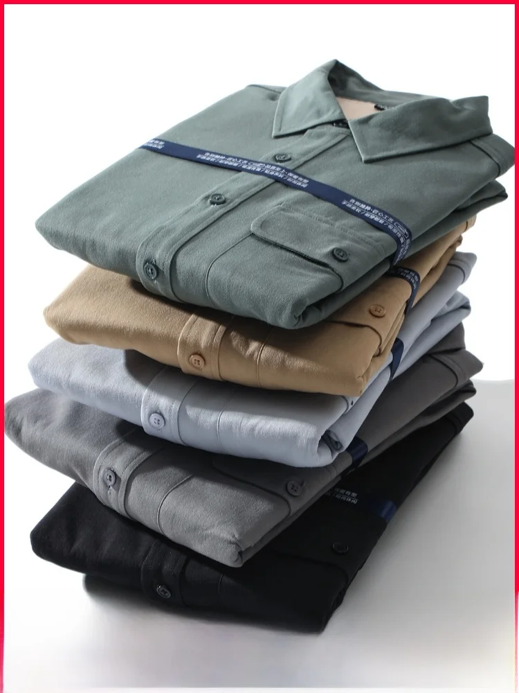 

Теплая флисовая рубашка с длинным рукавом для мужчин, приталенная, из хлопка, молодежная, модная, зимняя коллекция, на пуговицах, утепленная