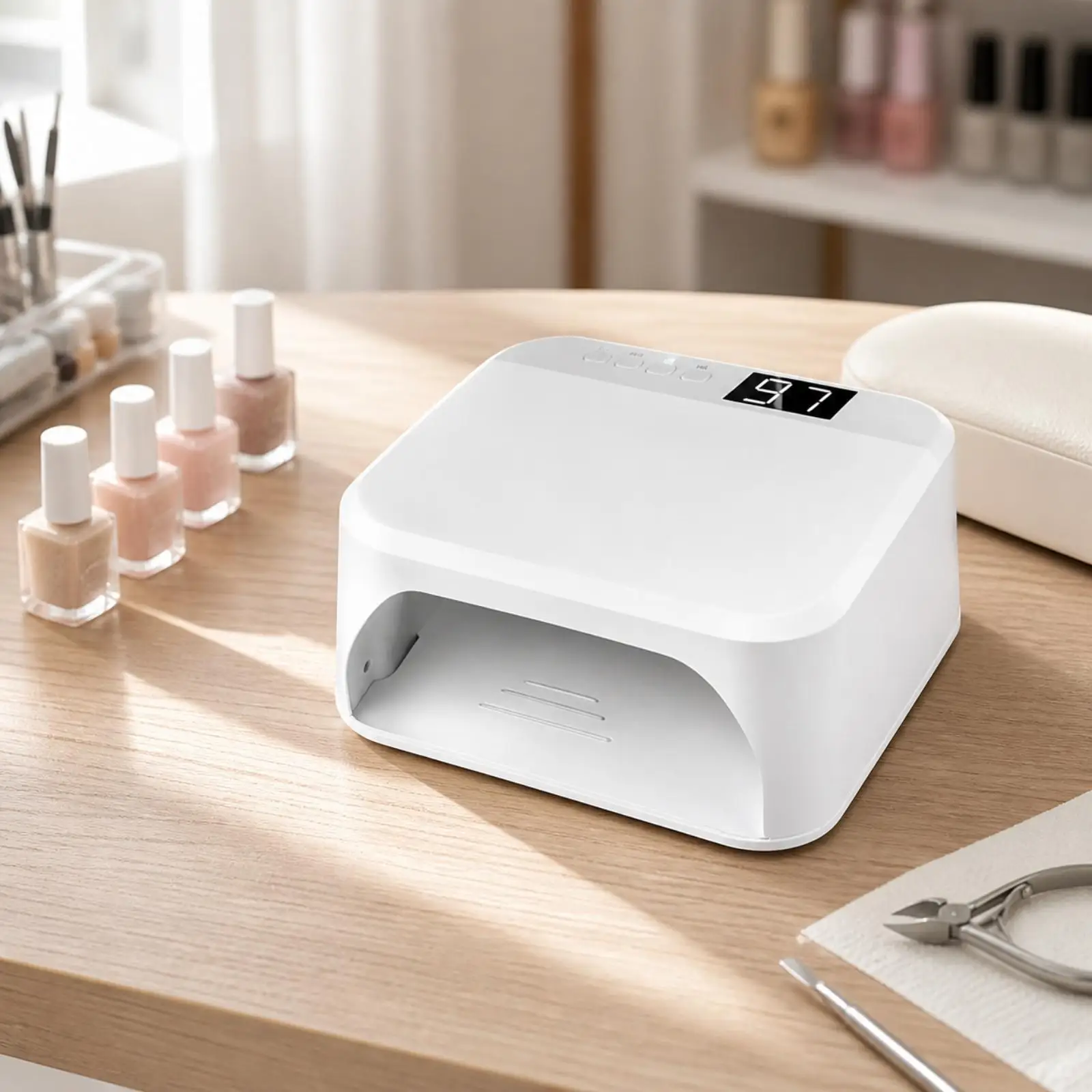 White Gel Polish Curing Lamp LED Nail Dryer Compact Design with Auto Sensor for Manicure Home Use