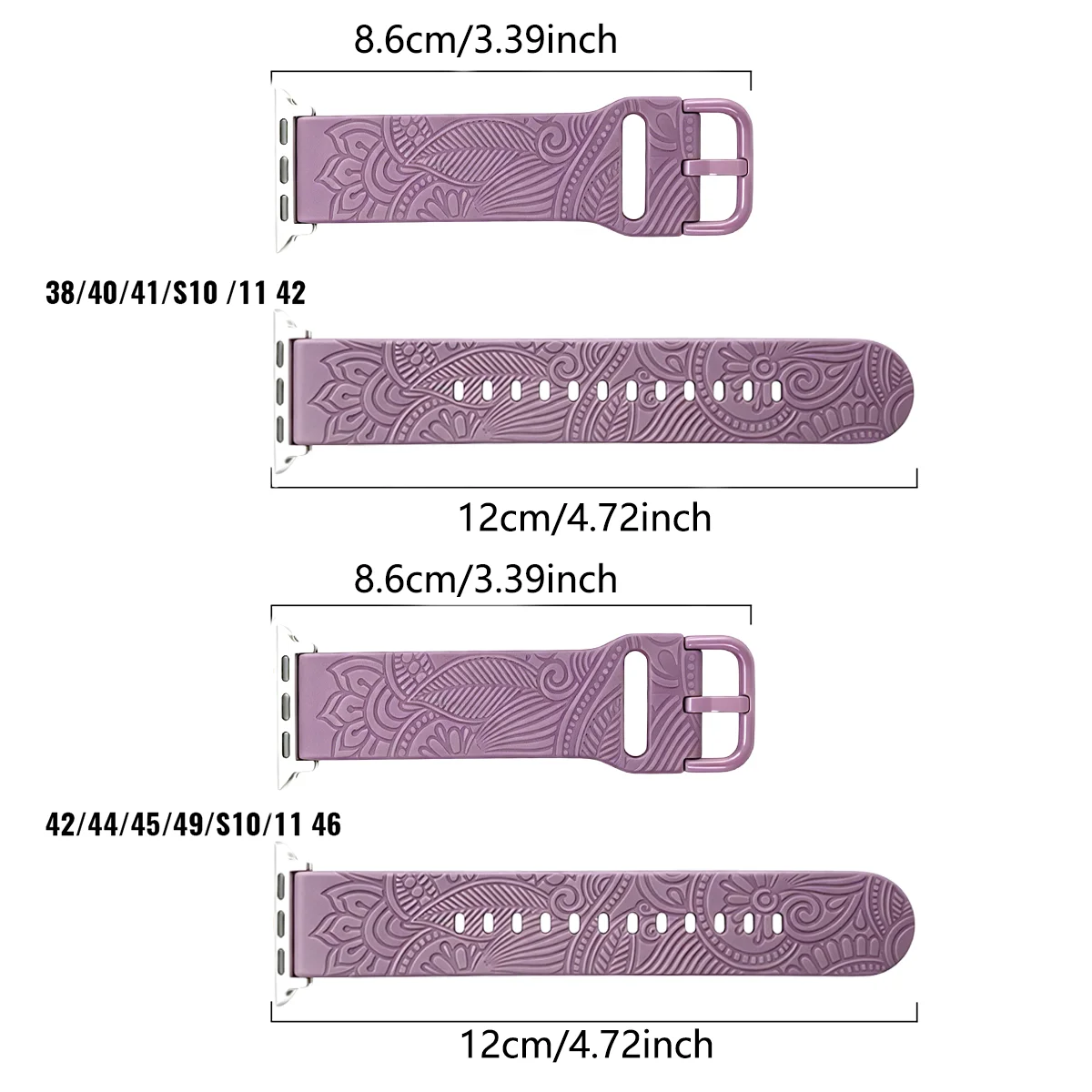 Straps For Apple Watch Band 38 40 41 42 44 45 46 49mm Floral Engraved Bracelet Correa iwatch Series 11 10 9 8 7 6 5-1 SE Ultra 3