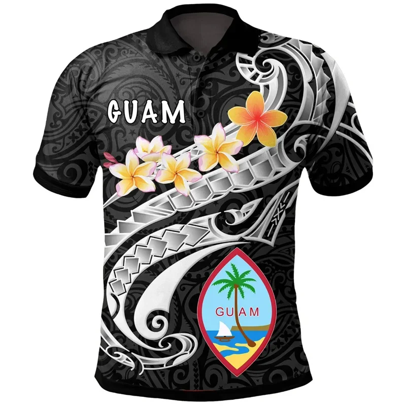 New Hawaiian Graphic Polo Shirt Men 3d Print Hibiscus Flowers Short Sleeves Button Tees Casual Street Lapel T-Shirt Tops Summer