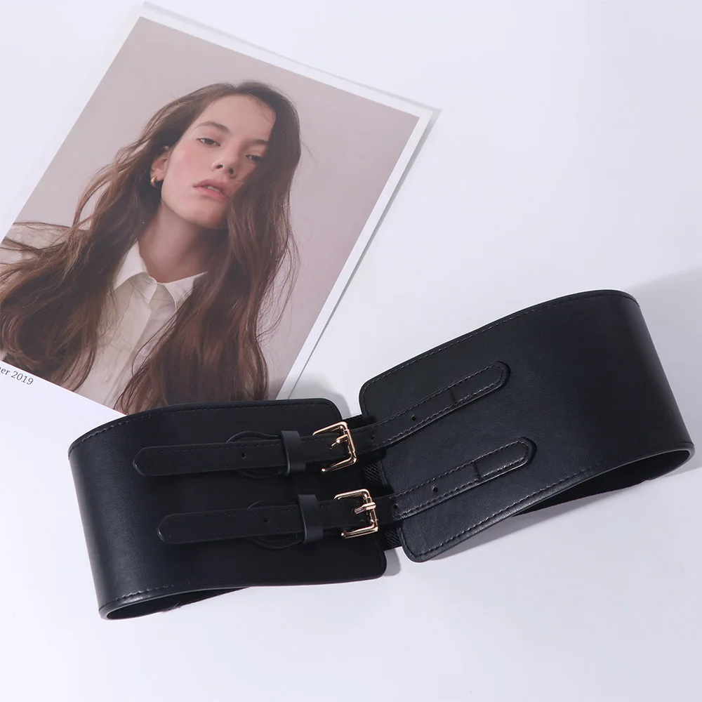 Elegante cintura regolabile in PU con fascia elastica in pelle con corsetto Cintura dimagrante Abito con corsetto a vita larga