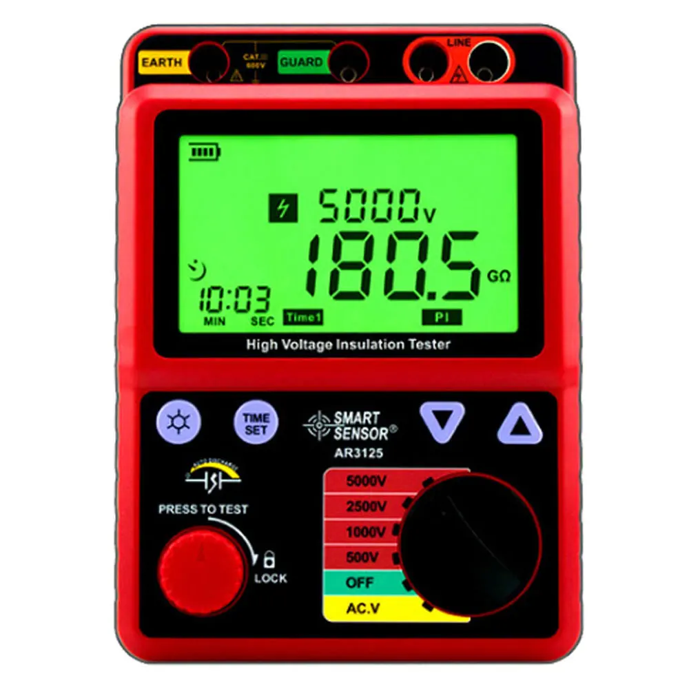 

Smart Sensor 500~5000V Megohmmeter High Voltage Digital Insulation Resistance Tester AR3123/AR3125/AR3127/AR907+/AR907A+