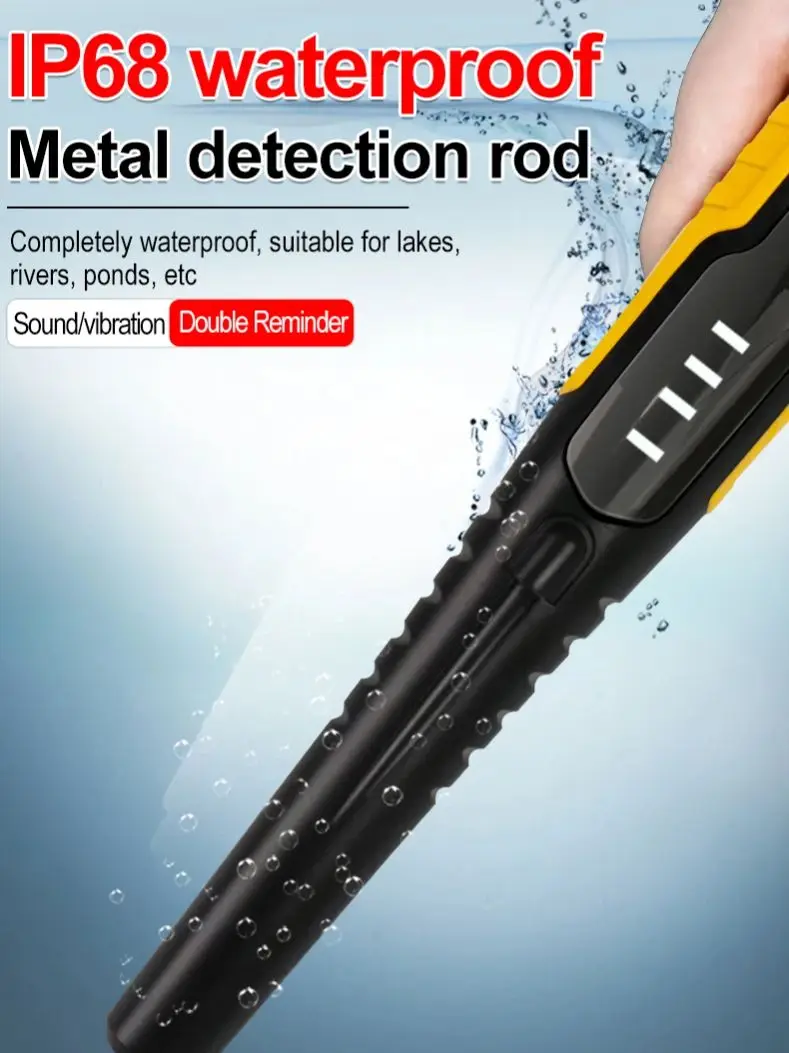 Metal Detector Outdoor Adventure Handheld Metal Detector Pinpointer Finder Waterproof 360° Side Scan Metal Detector Rod