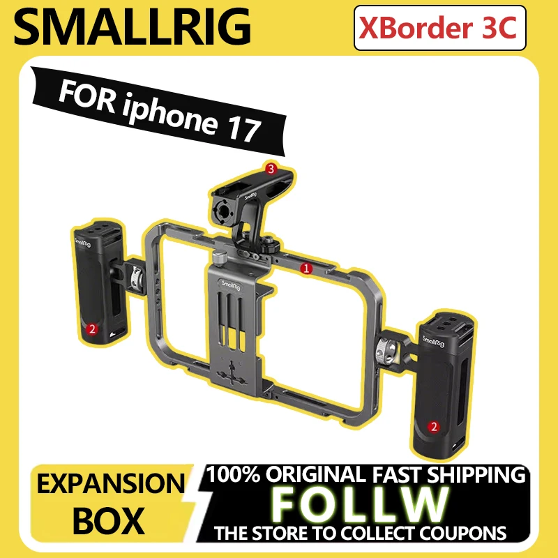 

Универсальная клетка для телефона SmallRig, комплект видеоустановки для смартфона с ручками, портативный чехол для видеоблогов для iPhone 17 Pro/Pro Max