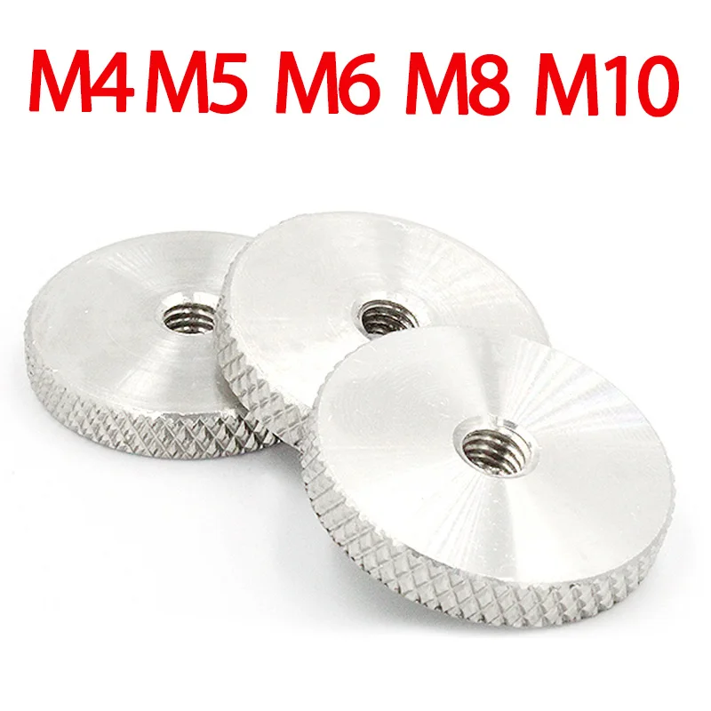 Knurled Thumb Nuts 304 Stainless Steel Flat Head Hand Screw Knurled Round Nut Hardware Fasteners M4 M5 M6 M8 M10 M12