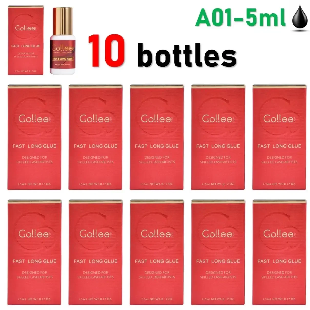 

For Premium Salon Gollee 10Pcs 1s Dry Eyelash Glue Lash Bonder False Lash Extensions Adhesive Supplies Makeup Tools Golle