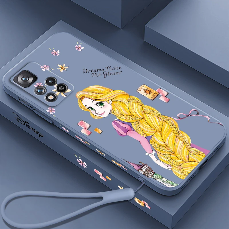 Princess Tangled Rapunzel Liquid Left Rope For Xiaomi Redmi Note 12 12S 12R 11 11T 11S 10 10S 9 8 8T Pro Plus 5G Cover