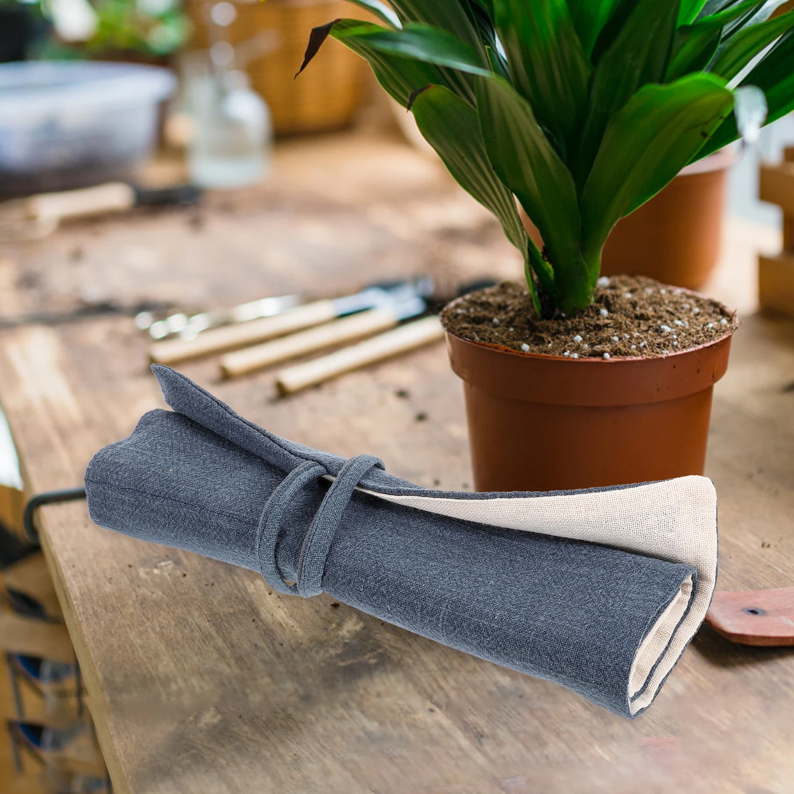 

Flower Arrangement Kit Tool Bag Cotton Linen Storage Portable Organizer Pouch Gardening Supplies Blue Plum Style