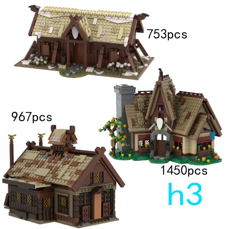 

32 New MOC102557 Viking Building Small Particle Assembly Building Blocks 186205 Castle 220841 Medieval Hotel Toys