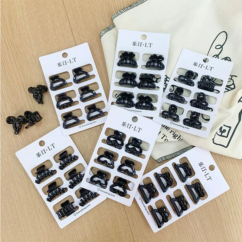 

Милые черные мини-заколки для волос в форме цветка, простые базовые зажимы для боковых прядей, маленькие заколки для плетения кос, набор для девочек на каждый день