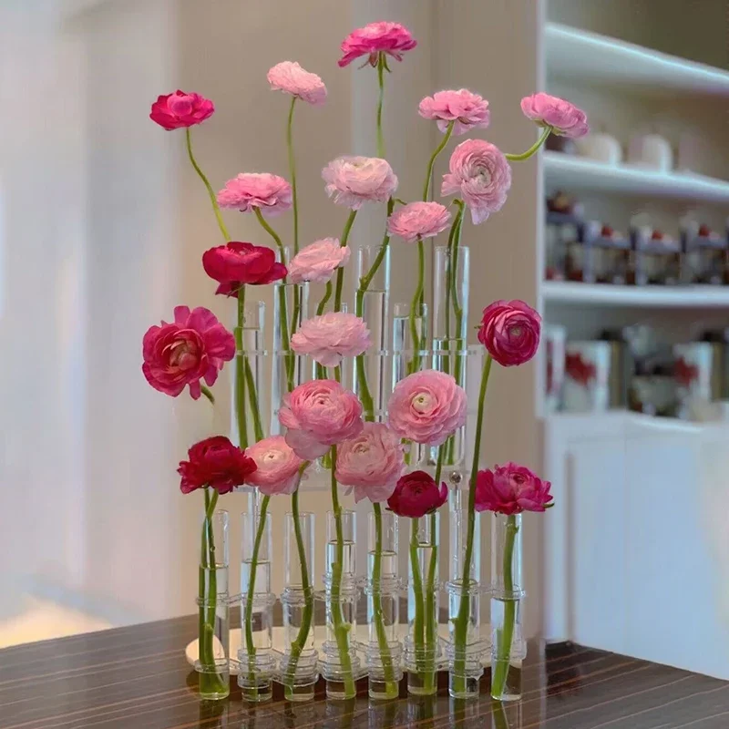 Do you know if the home test-tube vase is folded with a glass net, red ins hydroponics, a transparent row of vases and f