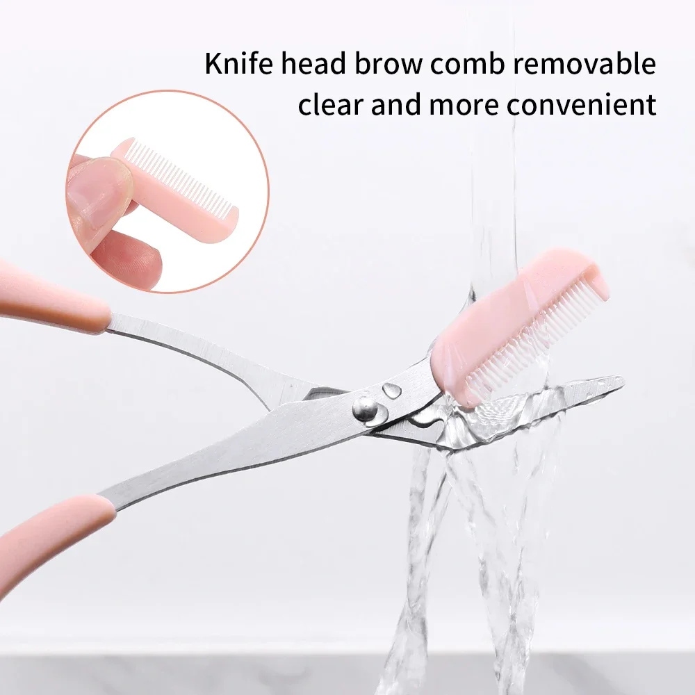 2PCS Eyebrow Trimmer Set Portable Brow Comb Scissors Eyebrow Knife Women Professional Face Shaver Hair Removal Razor Makeup Tool