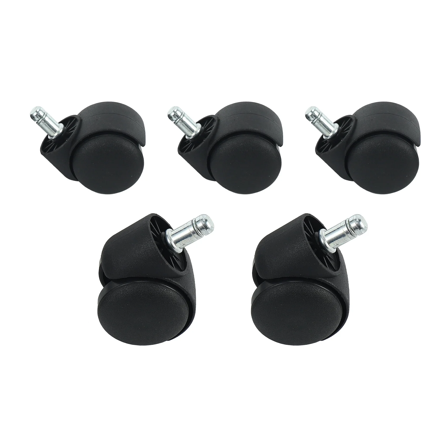 50mm Office Chair Roller Castor Wheels - Set of 5 - Black