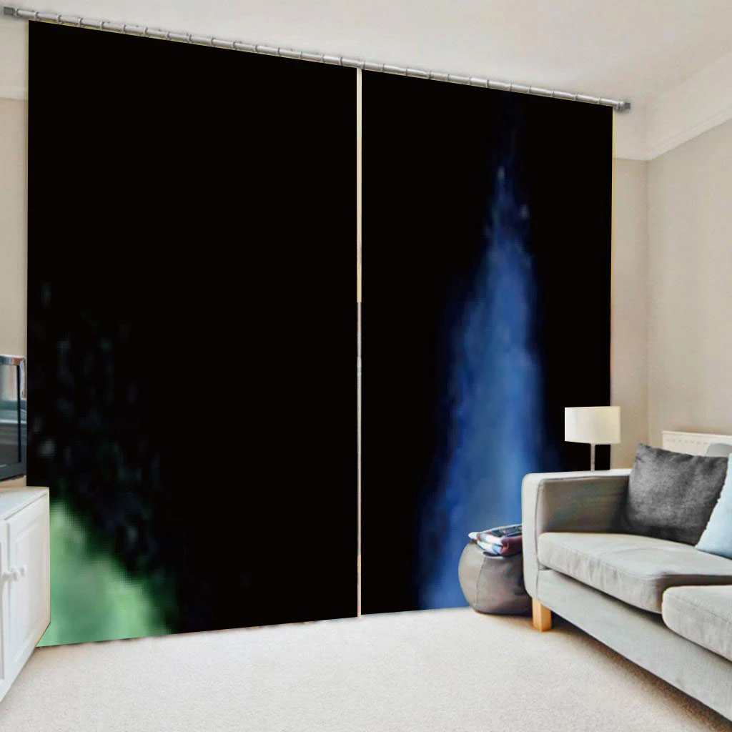 European Curtains Photo Painted 3D Curtain Living room black blackout curtains Solid color curtain