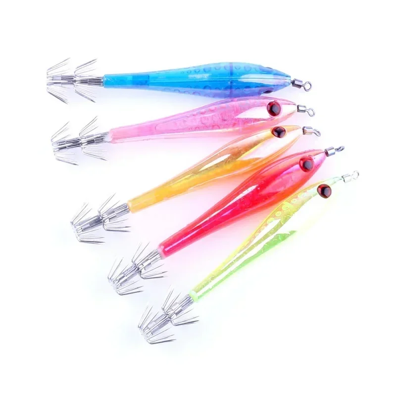 5Pcs/Lot Luminous Squid Bait Sea Fishing Squid Hooks Egi Octopus Jumping Cuttlefish Fishing Bait Artificial Bionic Fishing Tools