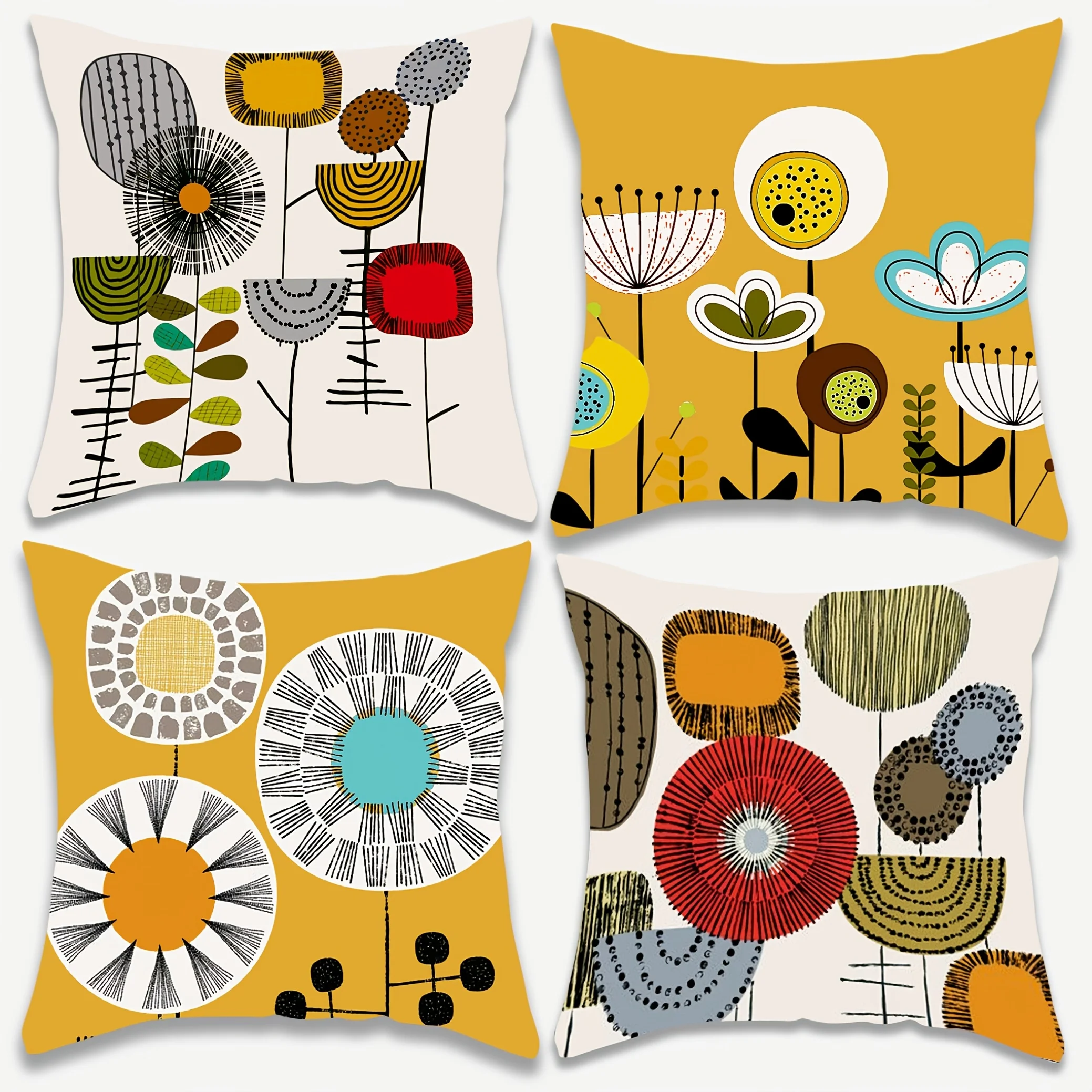 

4 piezas fundas cojín geométrico abstracto vibrante, 18x18 pulgadas, coración morna poliéster para sala estar y